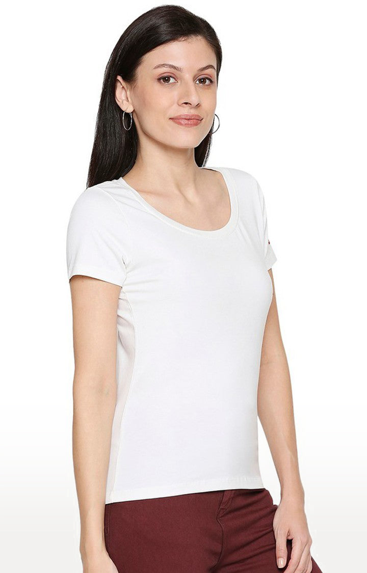 Spykar Women Cotton White T-Shirt