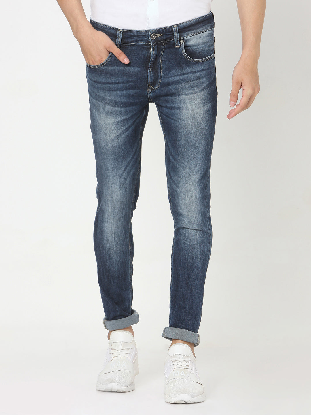 Spykar Blue Cotton Men Jeans (Super Skinny)