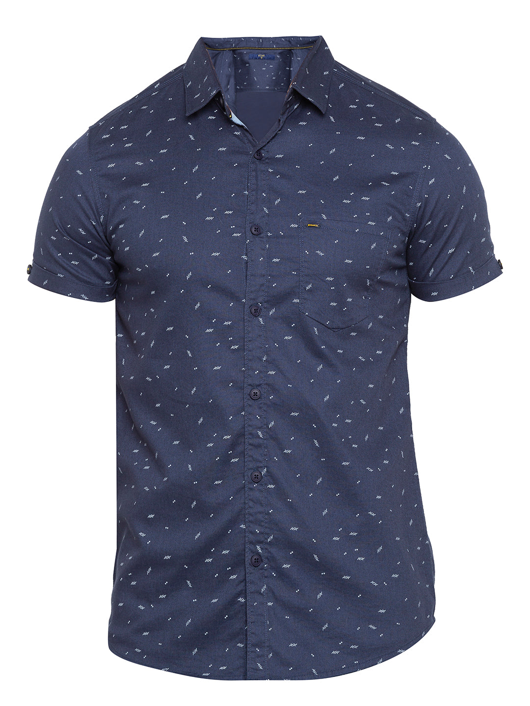 Spykar Men Navy Printed Slim Fit Casual Shirt