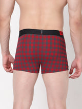 Men Premium Maroon-Check Cotton Blend Trunk- Underjeans By Spykar