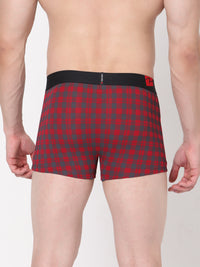 Men Premium Maroon-Check Cotton Blend Trunk- Underjeans By Spykar