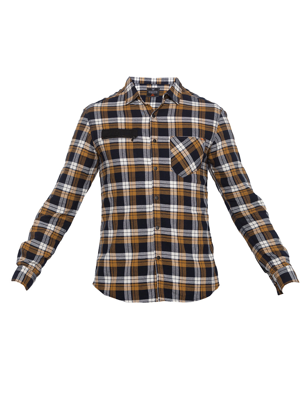 Spykar Men Khaki Checked Slim Fit Casual Shirt