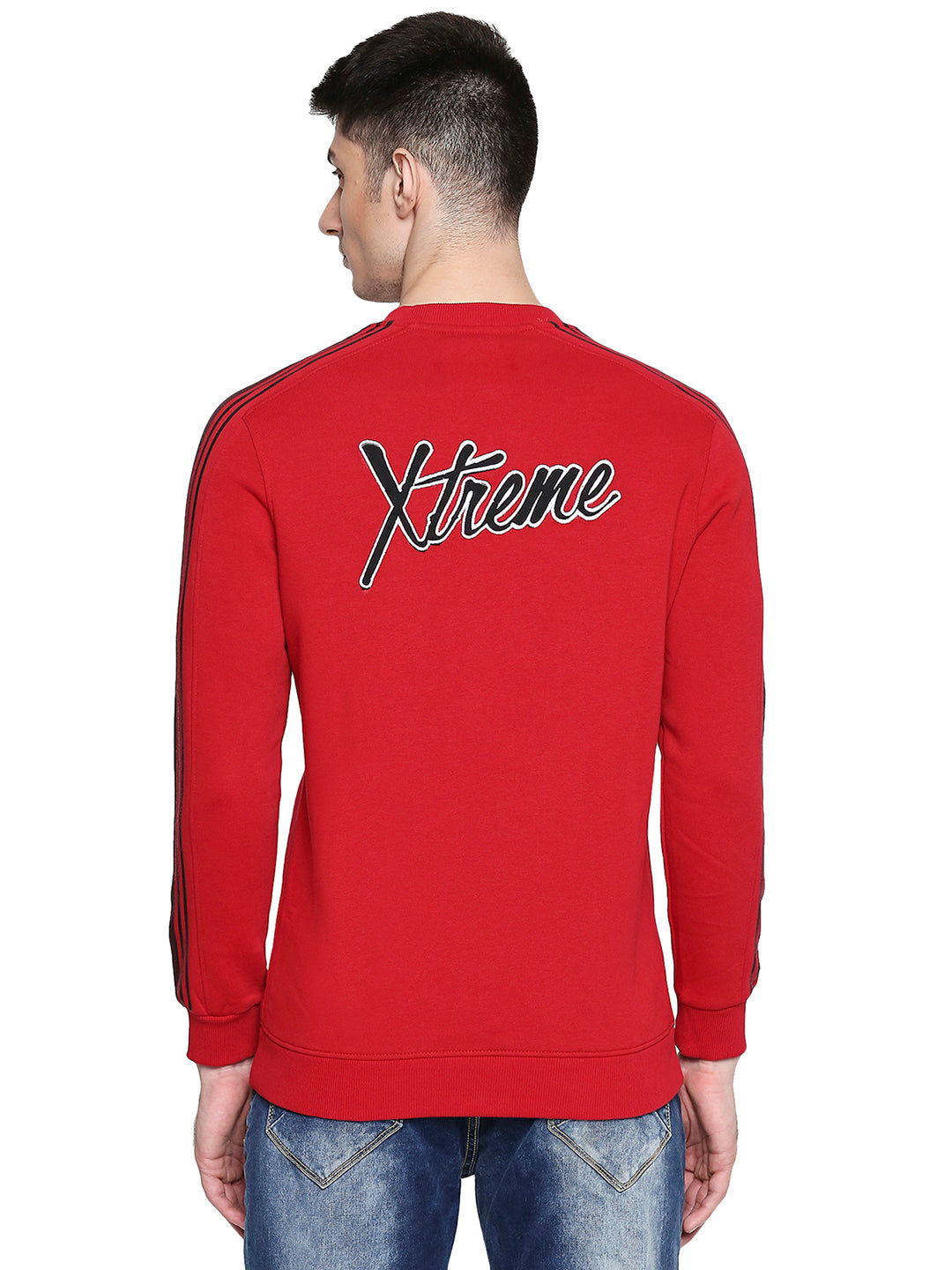 Spykar Cotton Blend Red Sweatshirt For Men