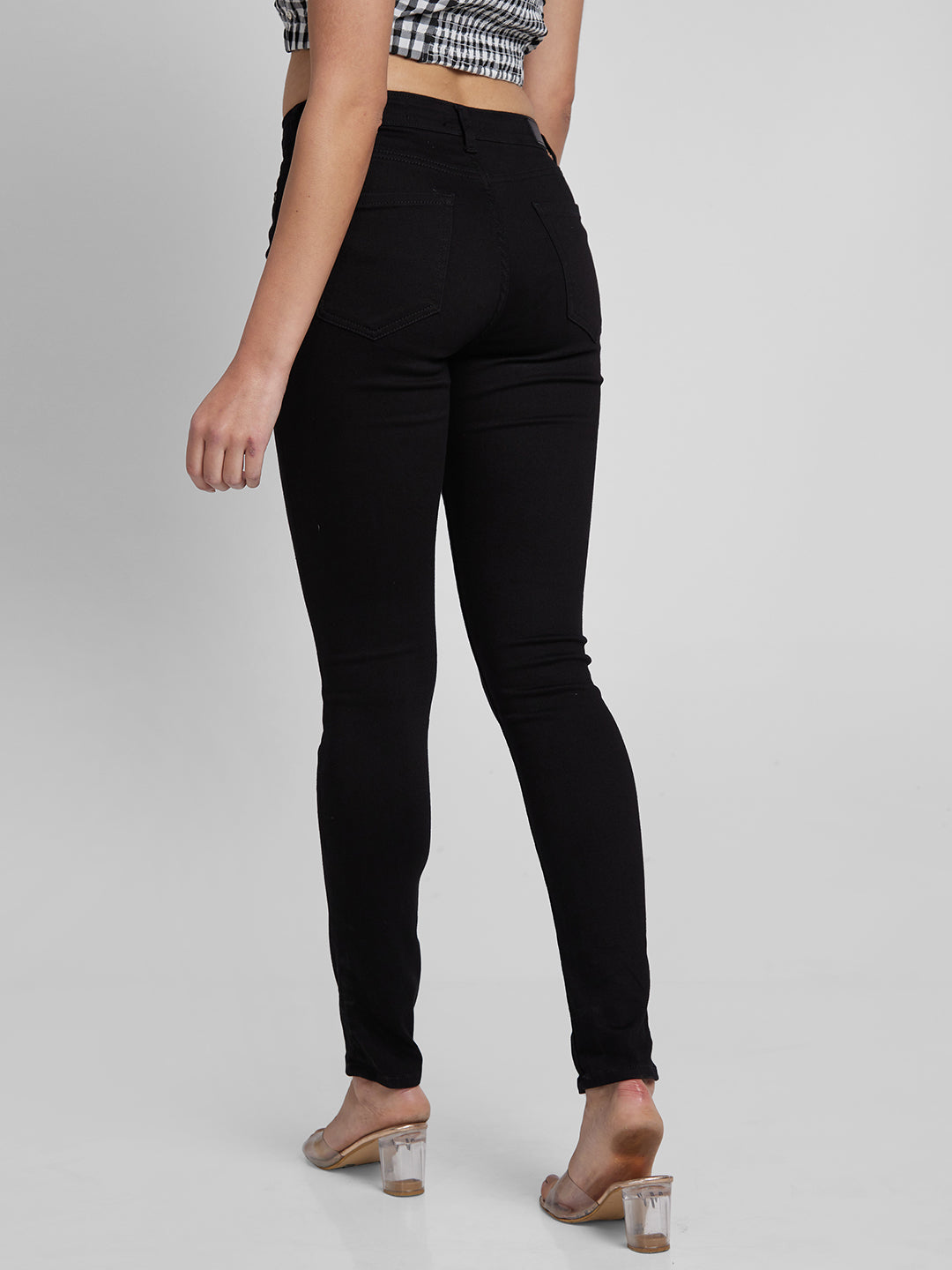 Spykar Women Black Lycra Skinny Fit Regular Length Jeans (Adora)
