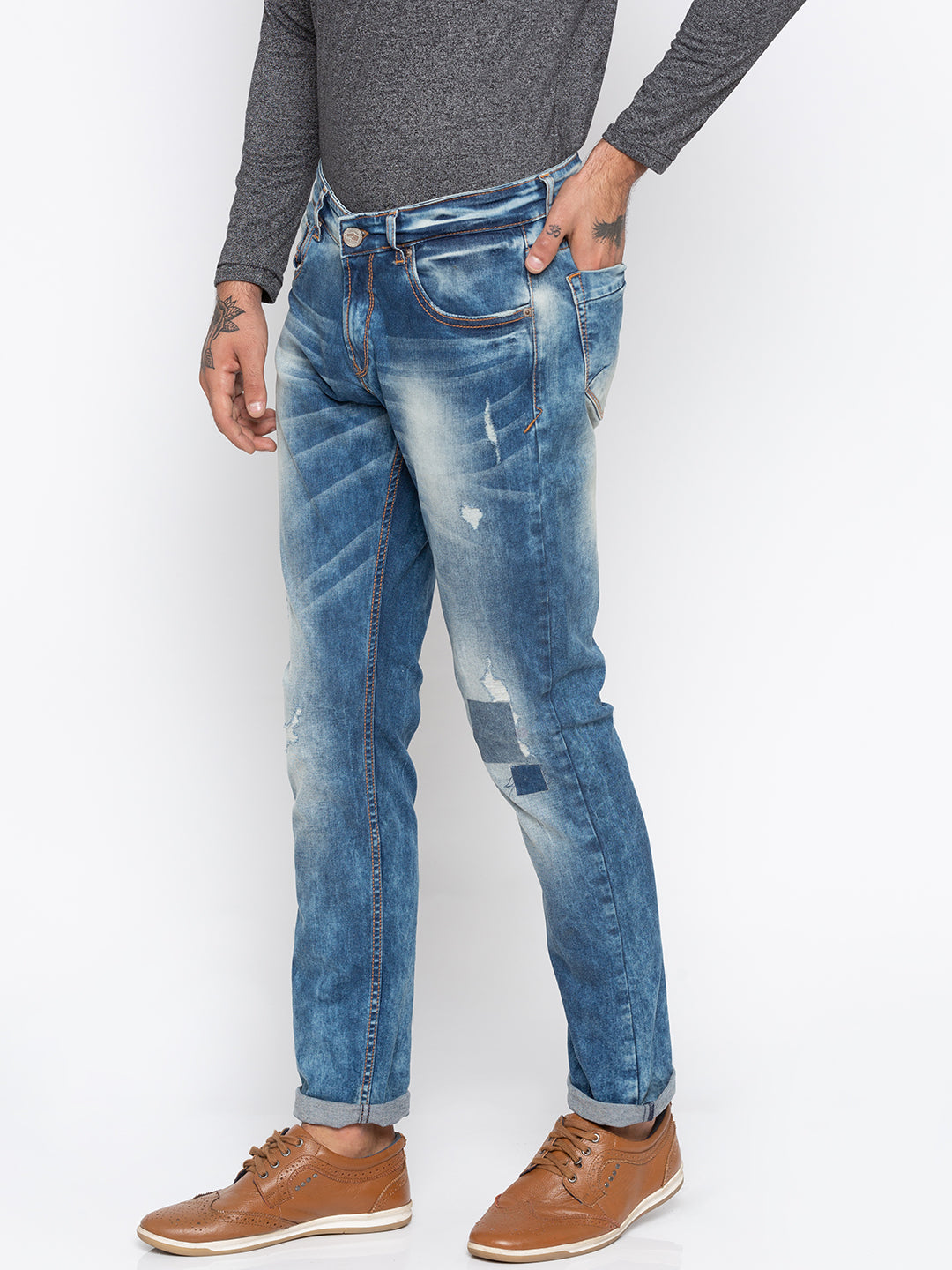 Spykar Men Blue Solid Skinny Fit Jeans