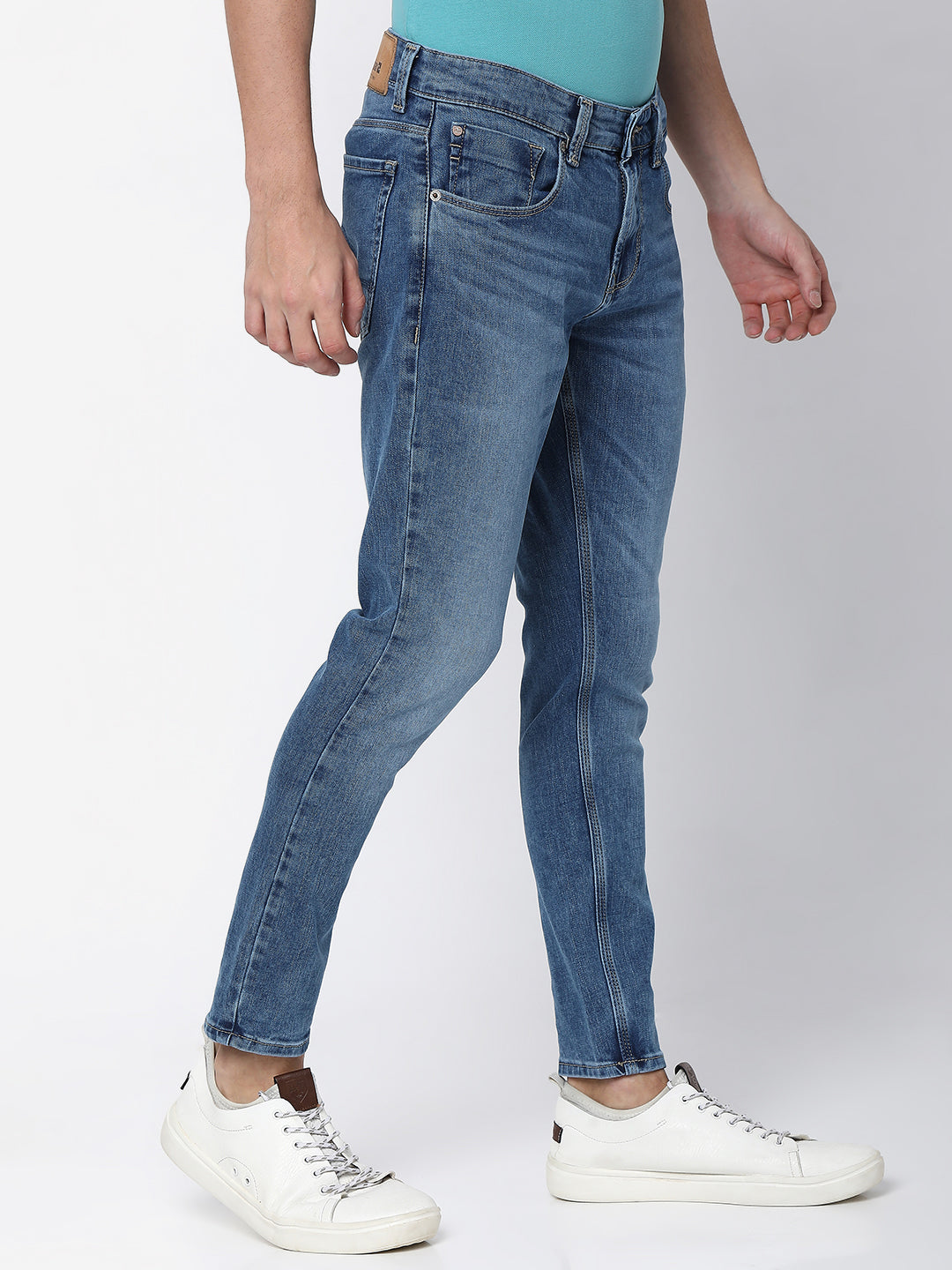 Spykar Men Mid Blue Cotton Slim Fit Tapered Length Jeans (Kano)