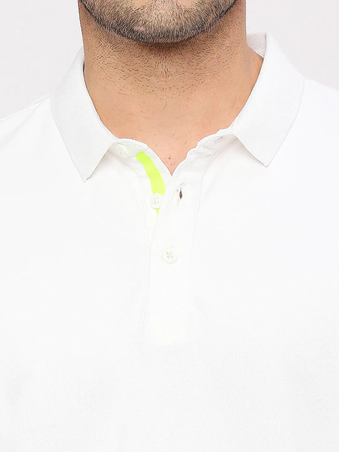 Buy Men White Cotton Slim Fit Plain Polo T-shirt