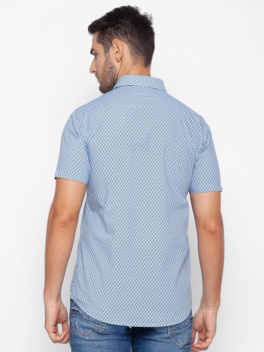 Spykar Slim Fit Blue Cotton Men Shirt