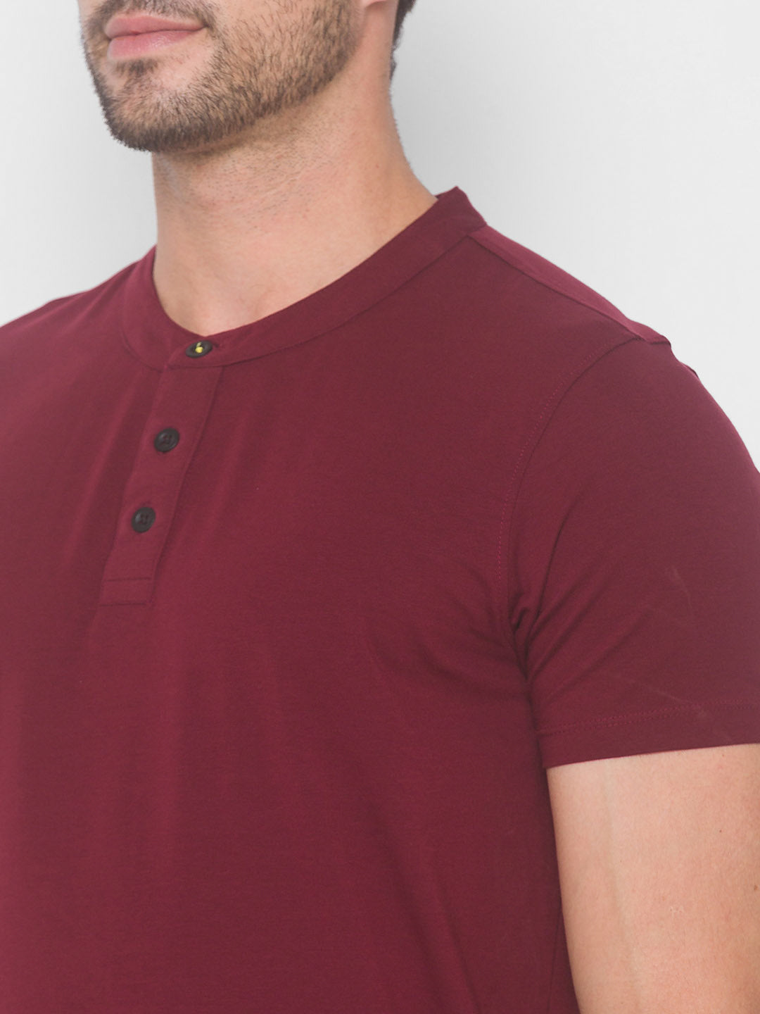 Spykar Men Red Cotton Slim Fit Round Neck T-Shirt