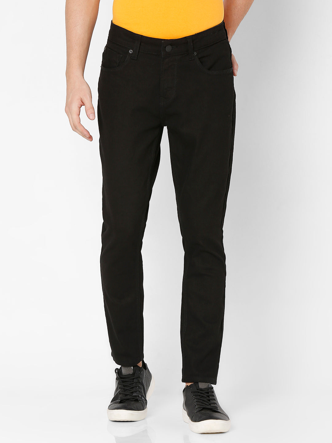 Spykar Men Black Cotton Slim Fit Tapered Length Jeans (Kano)