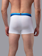 Men Premium White-Blue Cotton Blend Trunk- Underjeans By Spykar