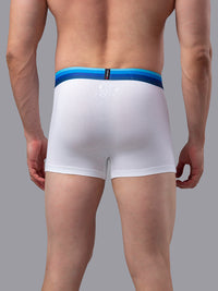 Men Premium White-Blue Cotton Blend Trunk- Underjeans By Spykar