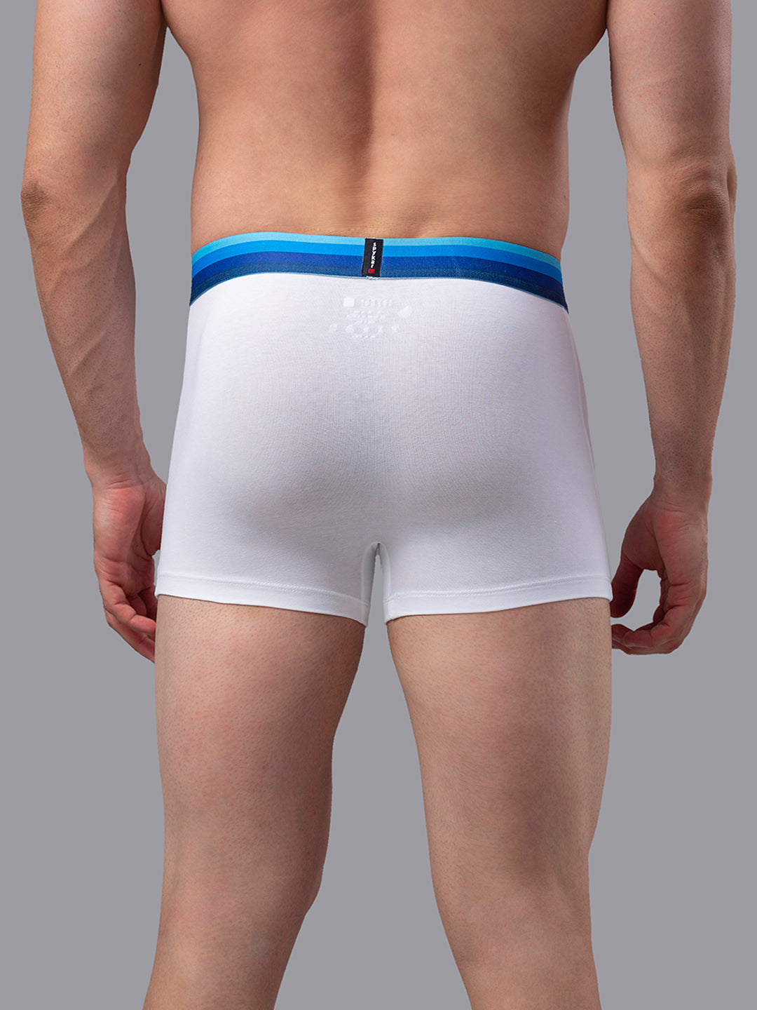 Men Premium White-Blue Cotton Blend Trunk- Underjeans By Spykar