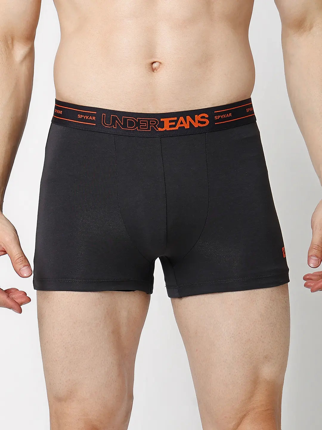 Underjeans By Spykar Men Premium Grey & White Cotton Blend Regular Fit Trunk - Pack Of 2