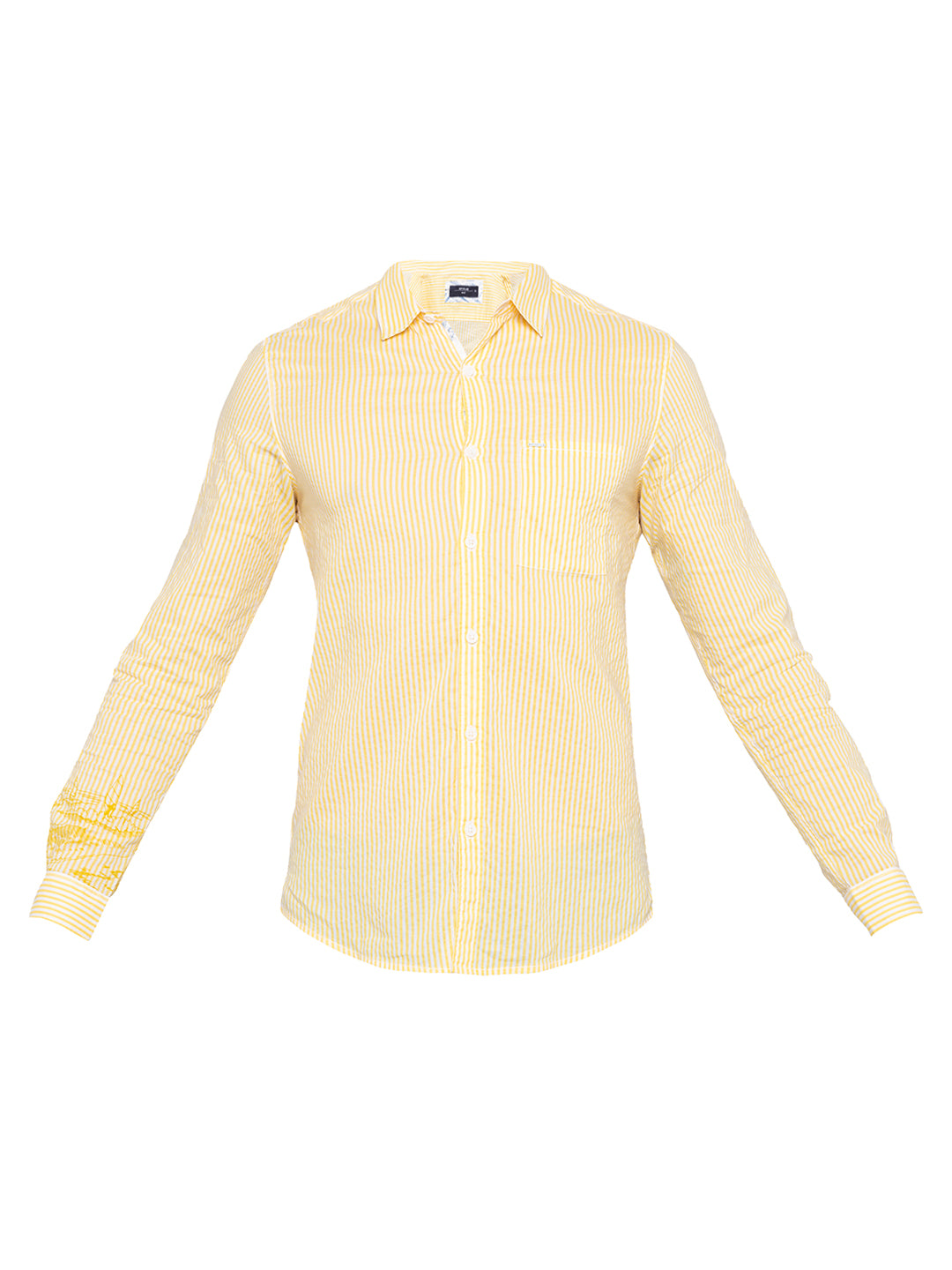 Spykar Men Yellow Solid Slim Fit Casual Shirt