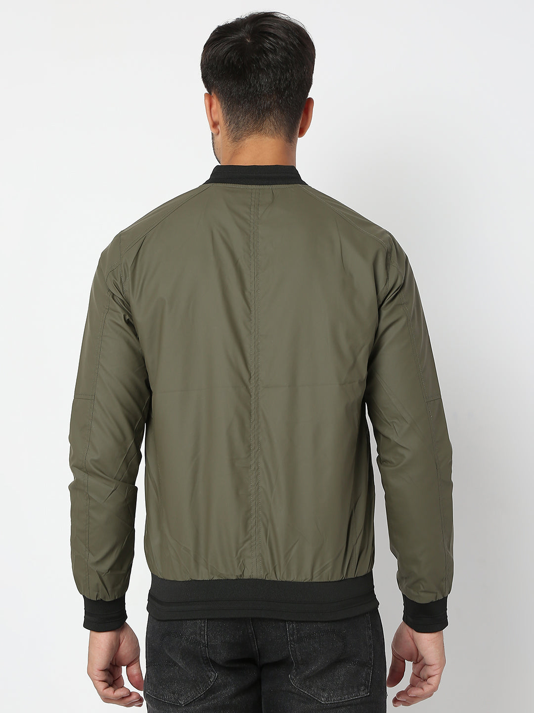 Spykar Men Olive Nylon Regular Fit Jacket