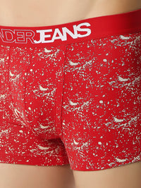 Men Premium Red Cotton Blend Regular Fit Trunk - Underjeans By Spykar