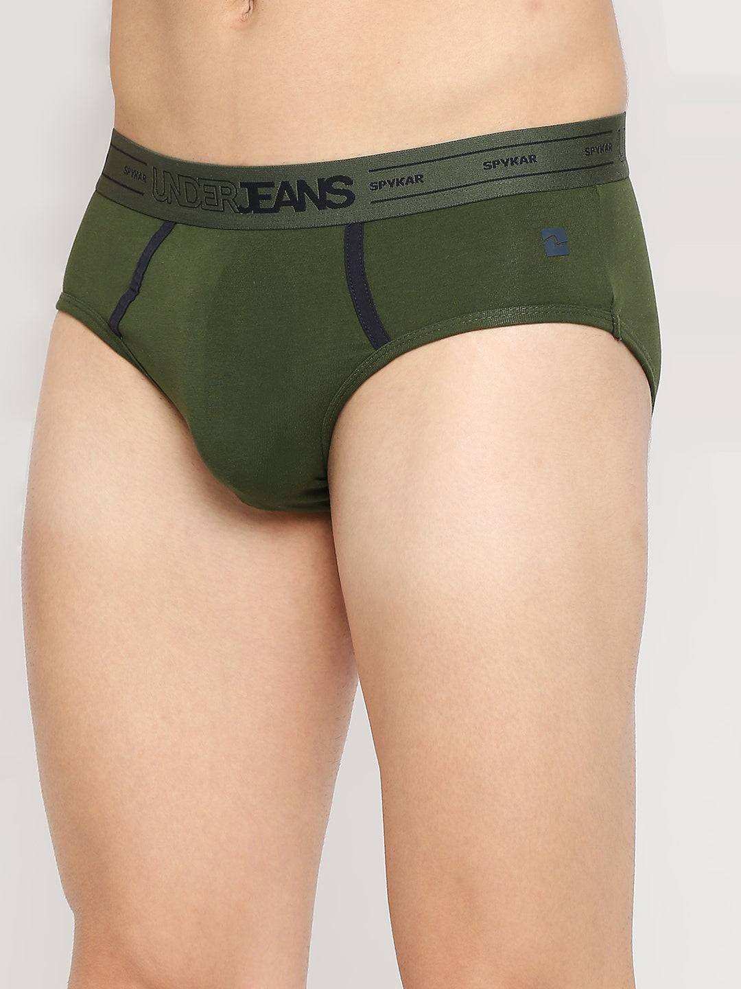 Underjeans By Spykar Men Premium Olive Cotton Blend Brief