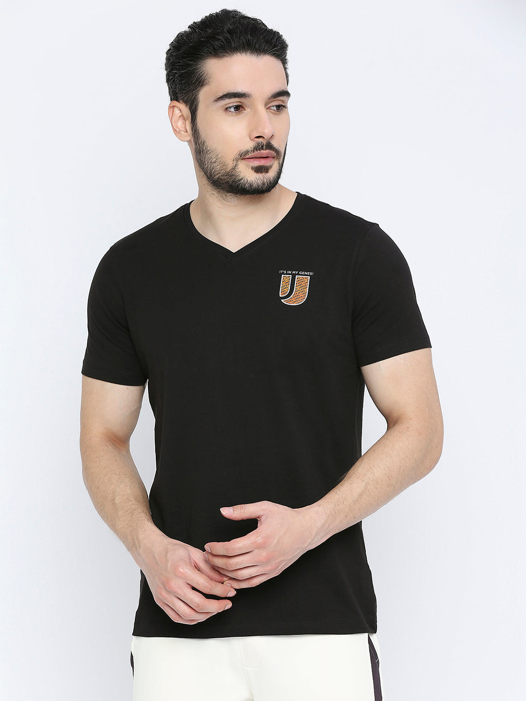 V-neck T-shirt with secret pocket to prevent theft, loss and pick