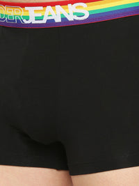 Men Premium Black Cotton Blend Trunk Underjeans By Spykar