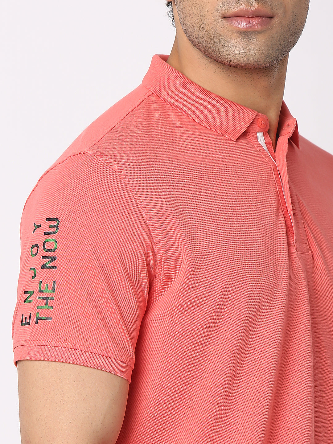 Spykar Men Haze Pink Cotton Regular Fit Polo Plain T-Shirt