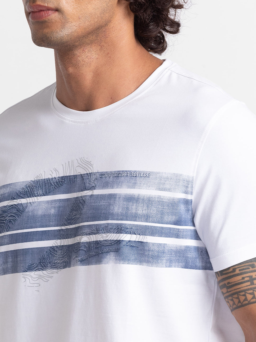 Spykar White Cotton Half Sleeve Printed Casual T-Shirt For Men