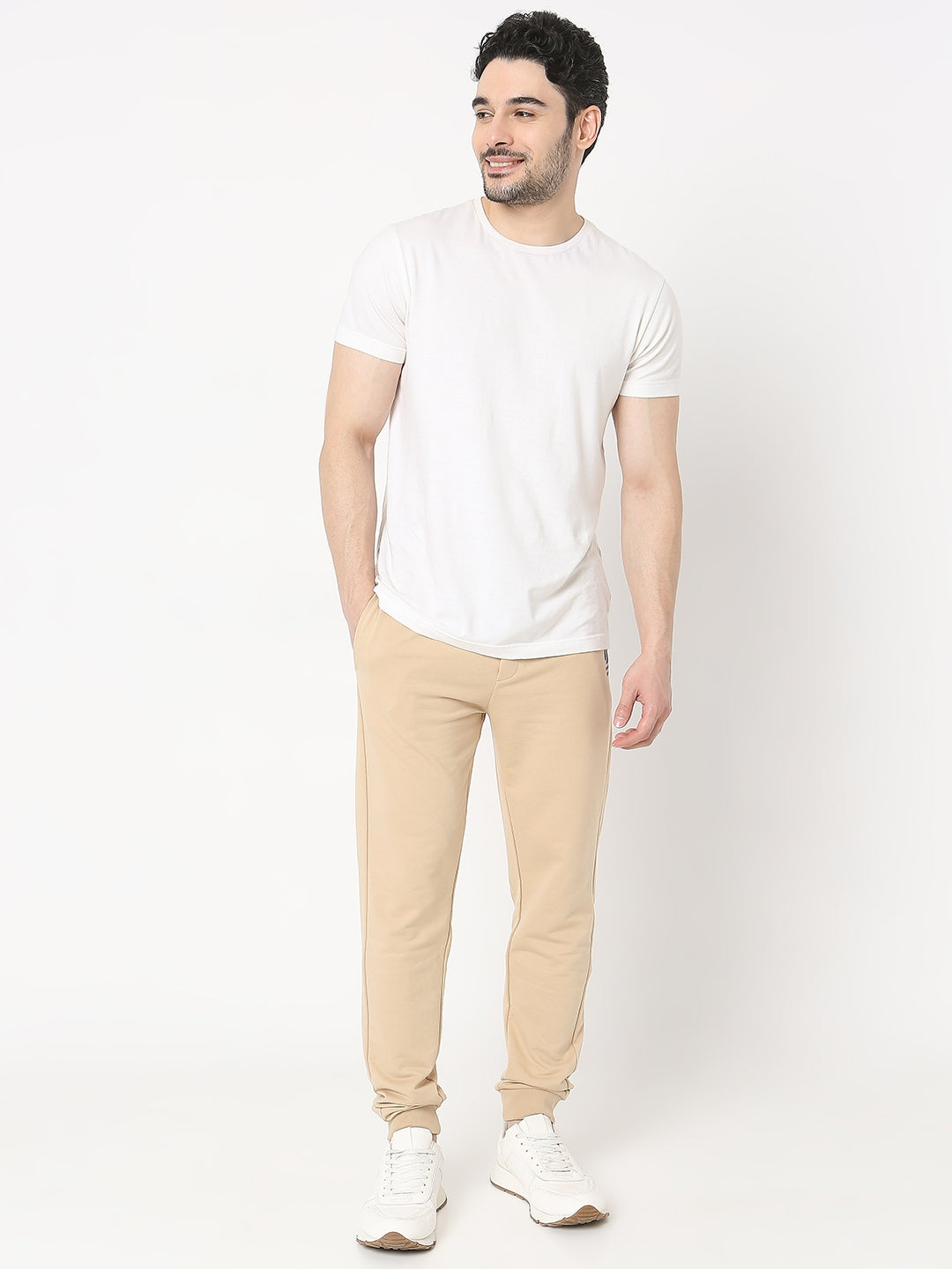 Underjeans by Spykar Men Premium Knitted Beige Trackpant