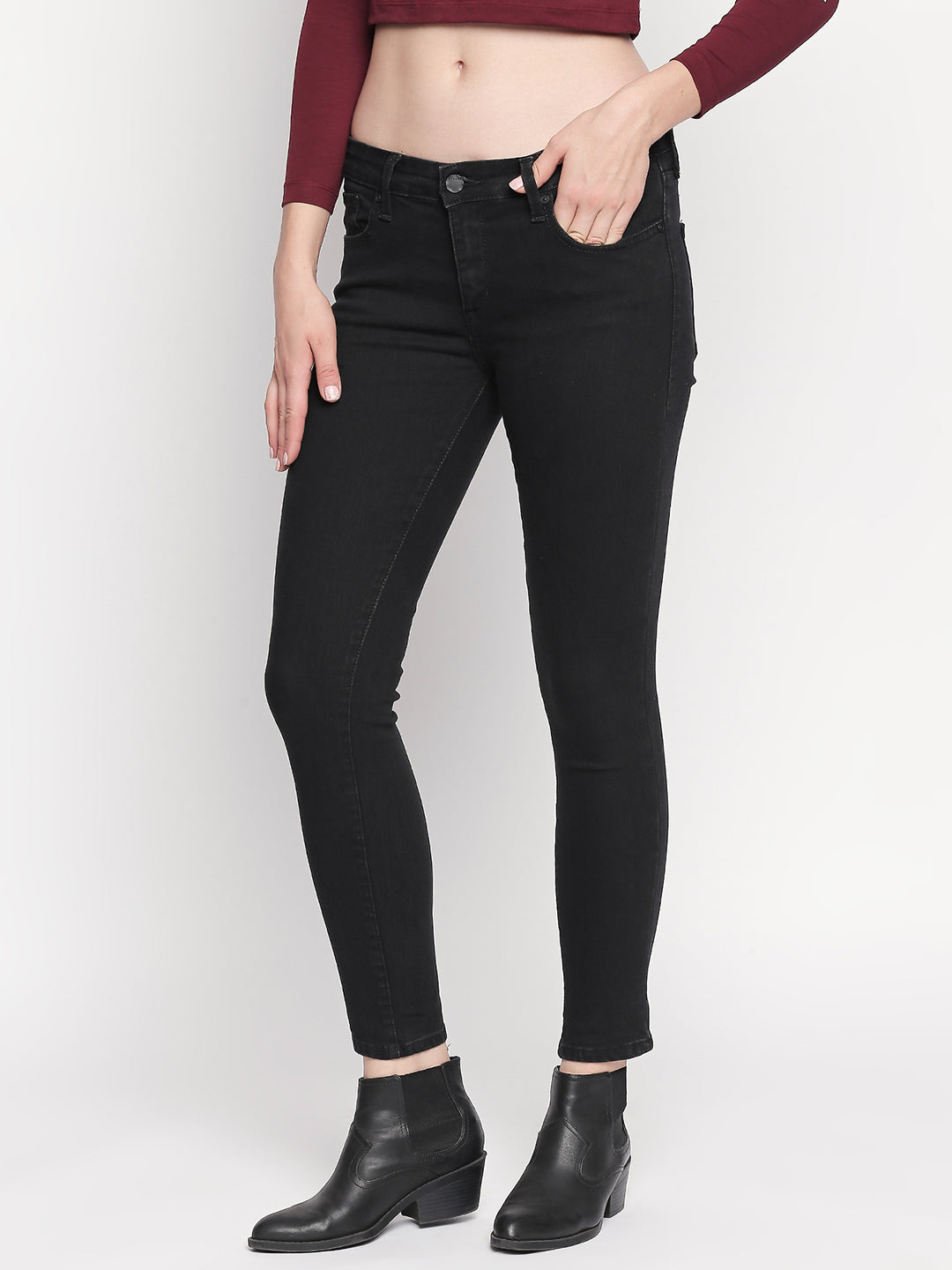 Spykar Women Black Cotton Super Skinny Fit Regular Length Jeans (Alicia)