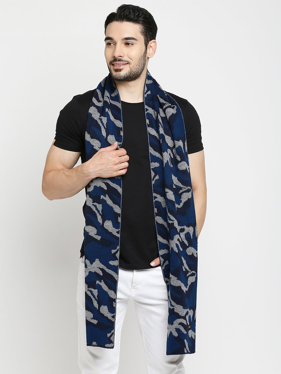 Spykar Navy Blue Camo Cotton Muffler