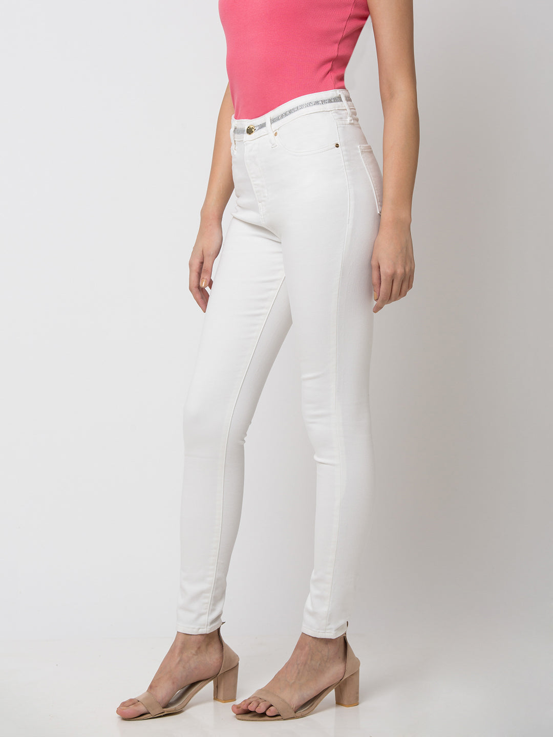 Spykar Women White Cotton Skinny Fit Regular Length Jeans (Ynr)