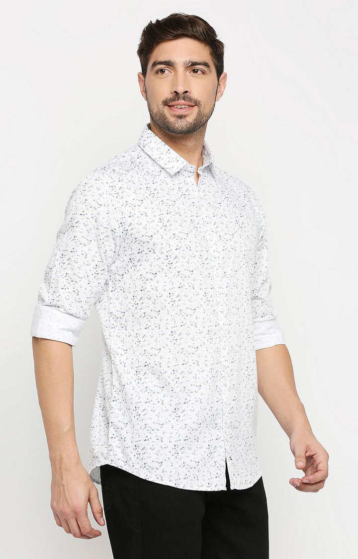 Spykar Men White Cotton Regular Fit Full Sleeve Casual Shirt