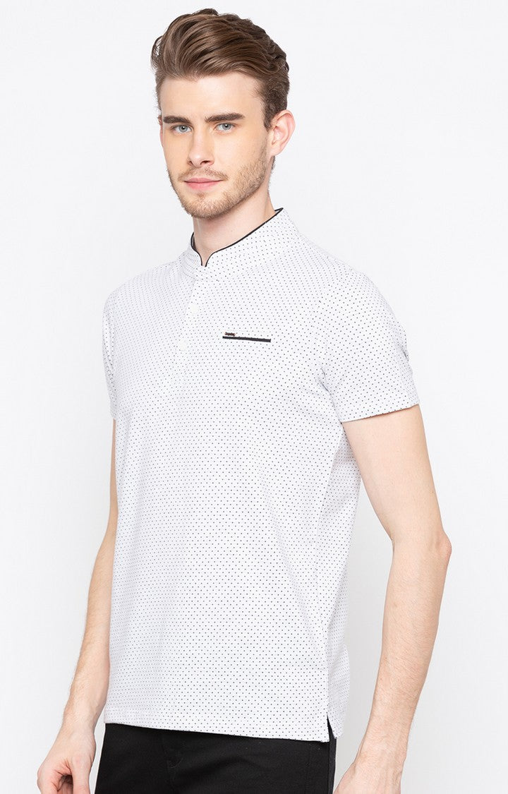 Spykar White Printed Slim Fit Men T-Shirts