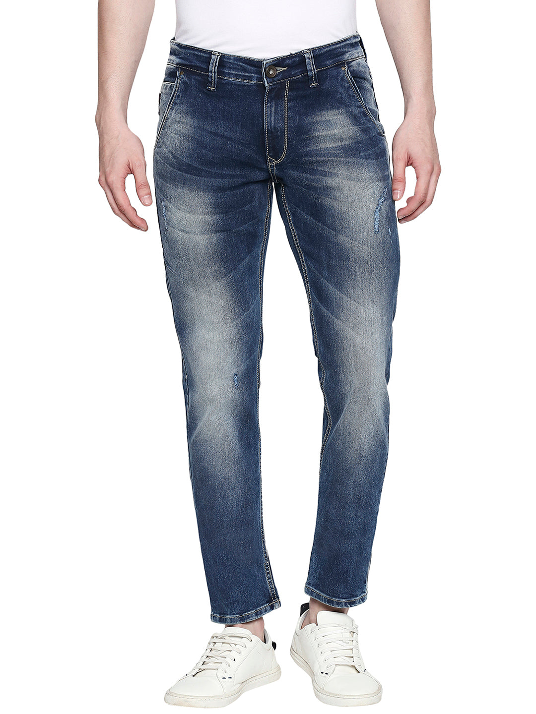 Spykar Men Blue Cotton Skinny Fit Jeans (Skinny)