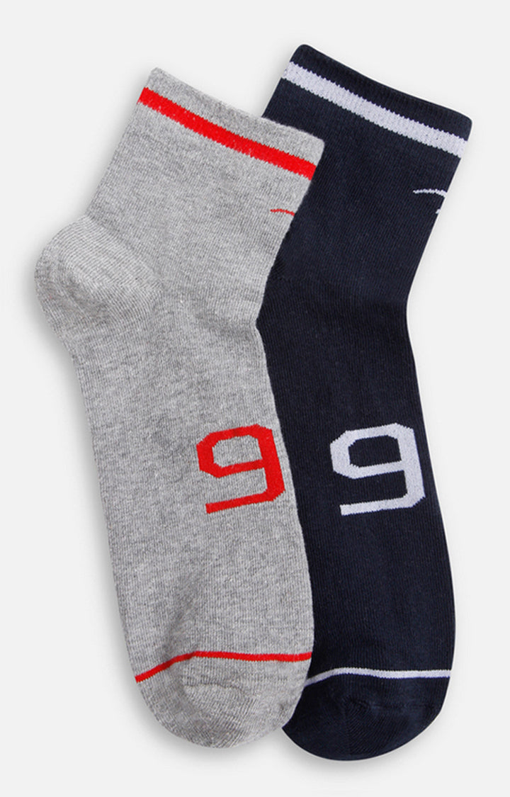 Spykar Navy and Grey Melange Socks - Pack Of 2