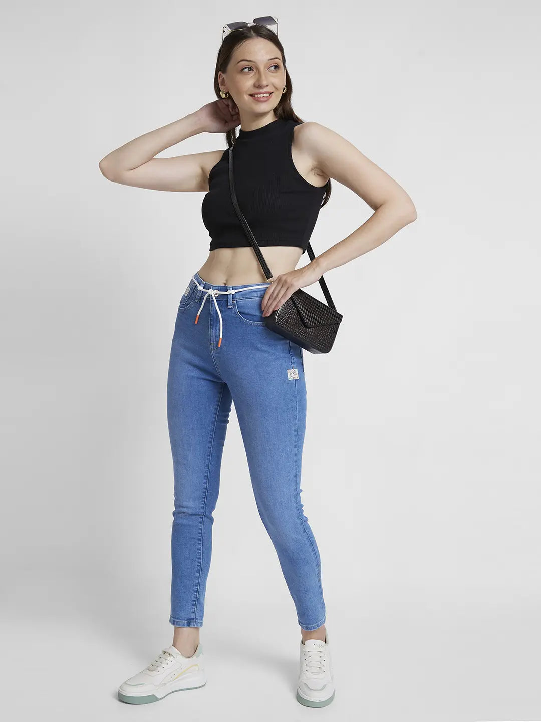 Spykar Women Light Blue Lycra Skinny Fit Regular Length Clean Look Jeans -(Adora)