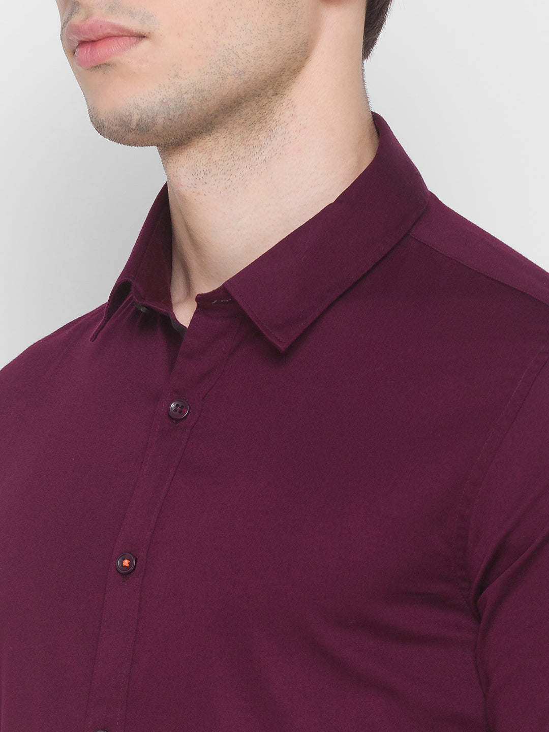 Spykar Slim Fit Red Cotton Men Shirt