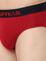 Underjeans By Spykar Men Premium Grey & Maroon Cotton Blend Regular Fit Brief - Pack Of 2