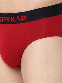 Underjeans By Spykar Men Premium Grey & Maroon Cotton Blend Regular Fit Brief - Pack Of 2