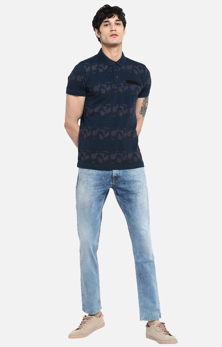 Spykar Blue Cotton T-Shirt