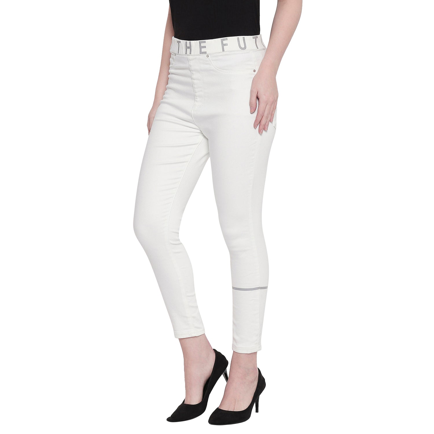 Spykar Women White Cotton Skinny Fit Regular Length Jeggings (Ynr)