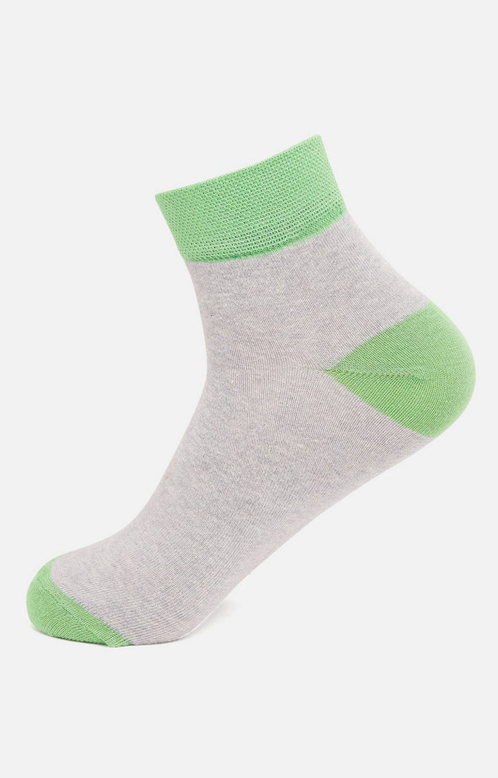 Men Premium Grey Green Ankle Length (Non Terry) Single Pair of Socks- UnderJeans by Spykar