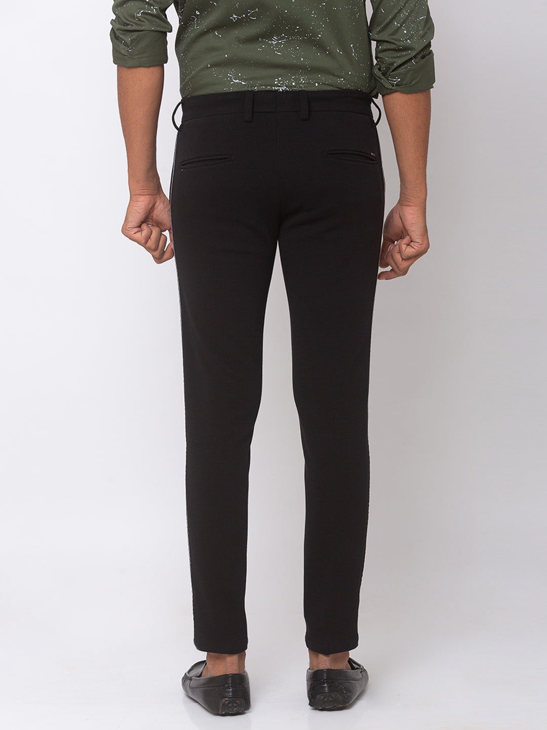 Spykar Men Black Cotton Slim Fit Casual Trousers