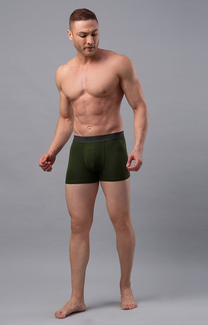 Underjeans By Spykar Men Green Solid Trunks