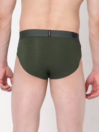 Underjeans By Spykar Men Premium Cotton Blend Olive Brief