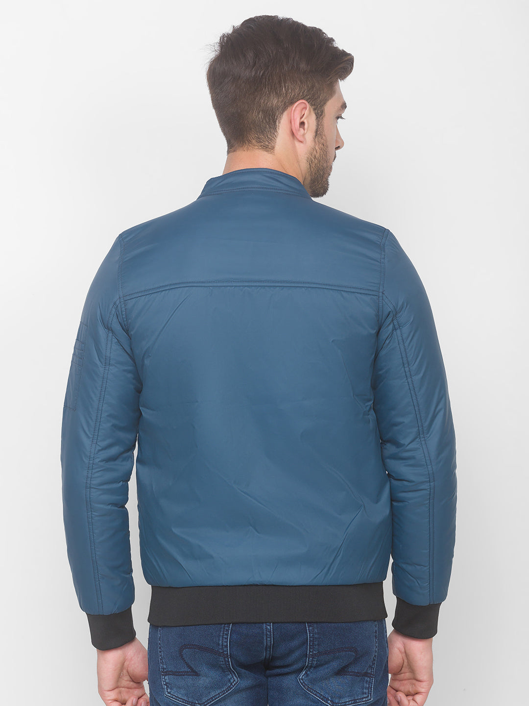 Spykar Blue Polyester Men Front Open Jacket