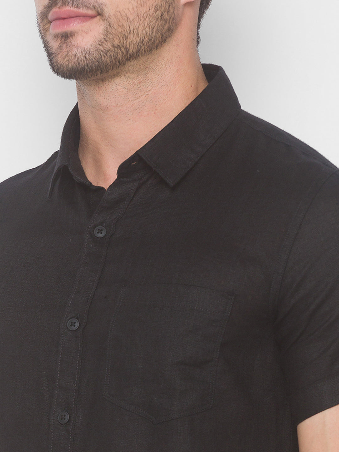 Spykar Men Black Cotton Shirts (Slim)