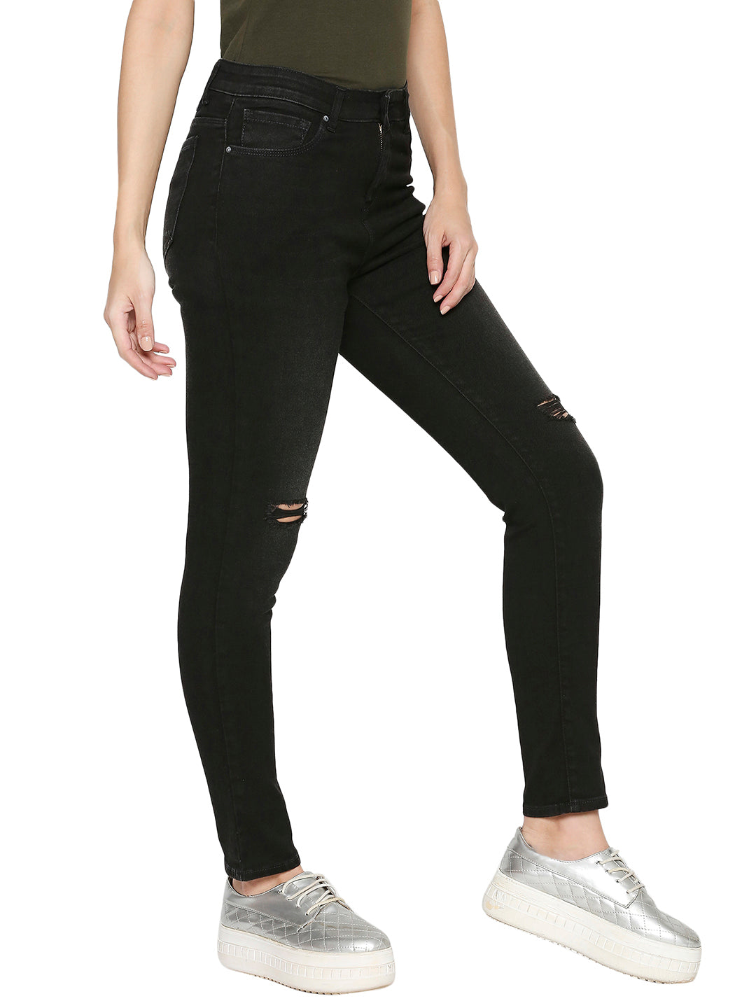 Spykar Cotton Black Slim Fit Jeans For Women (Adora)