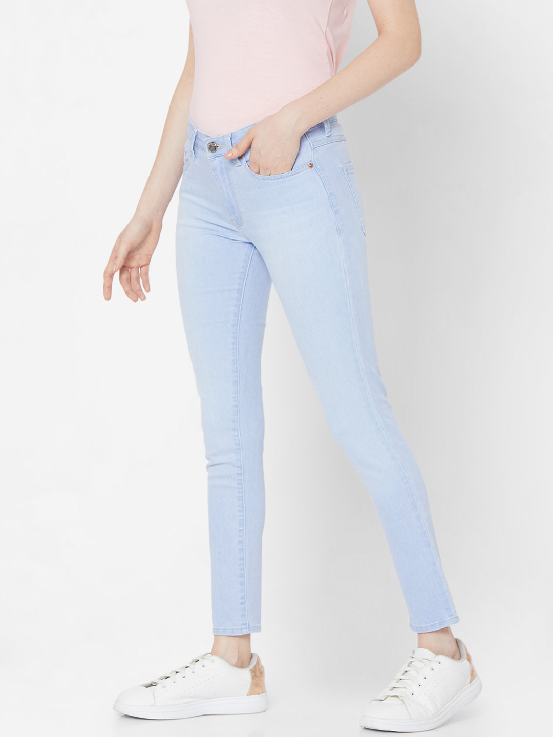 Spykar Lt Blue Solid Skinny Mid-Rise Women Jeans (Alicia)