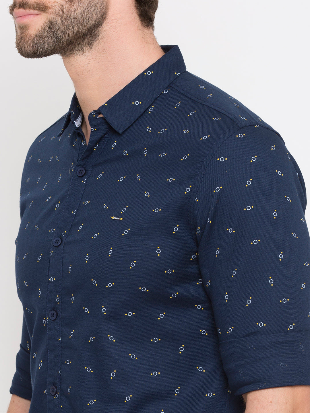 Spykar Men Navy Printed Slim Fit Casual Shirt