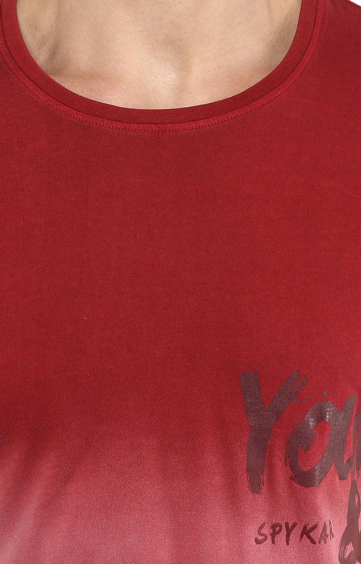 Spykar Red Slim Fit Men T-Shirts